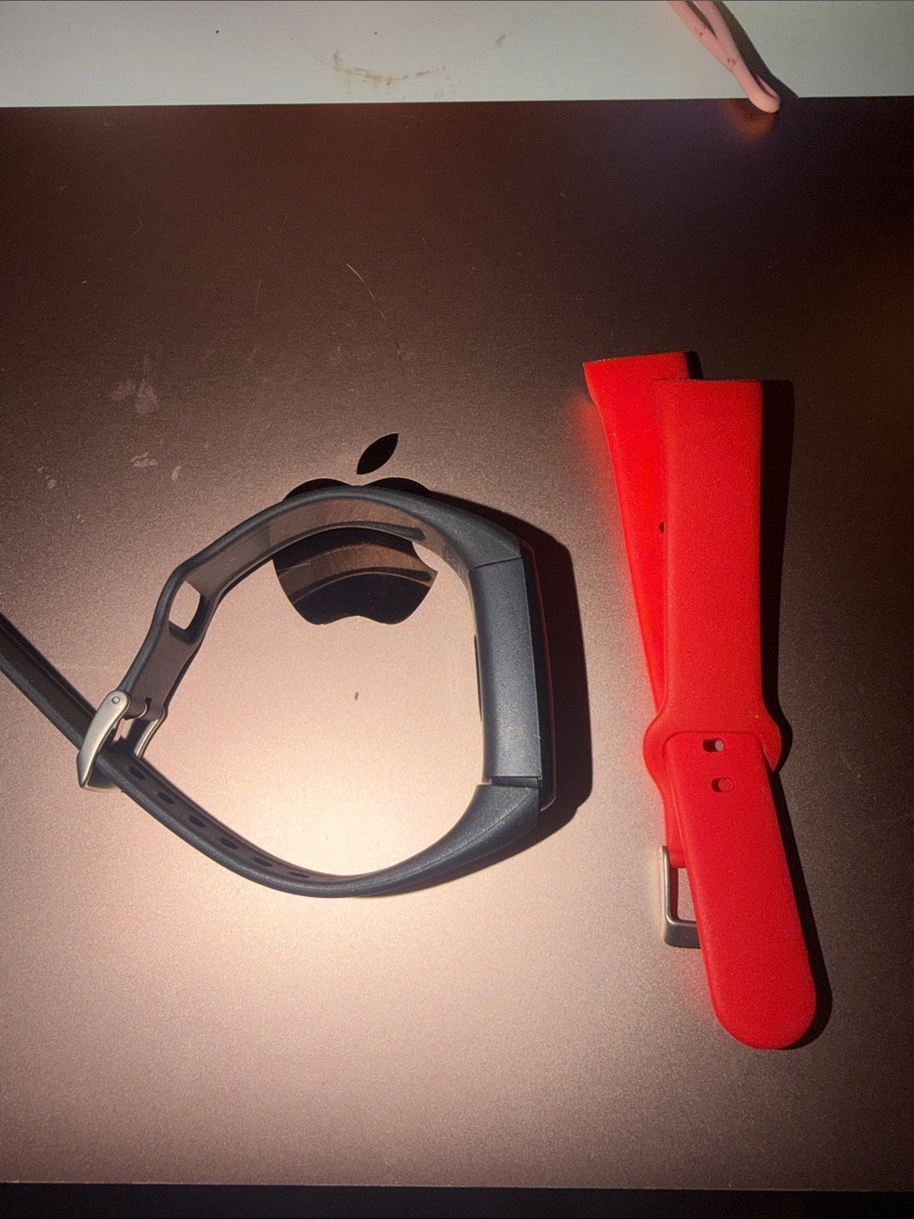 Sport Smartwatch with Interchangeable Red Silicone Band